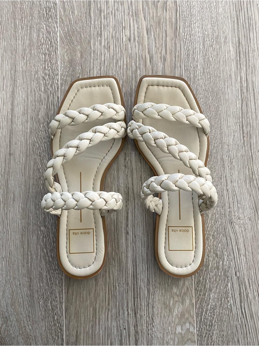 Dolce Vita Women's Braided Strap Slide Sandals in Cream